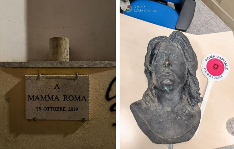 La nicchia e il busto divelto di Anna Magnani