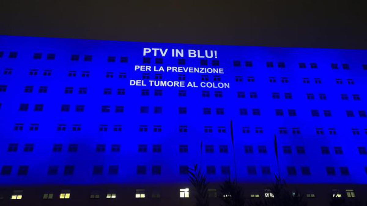 Il Policlinico Tor Vergata si tinge di blu per il mese della prevenzione tumore colon-retto