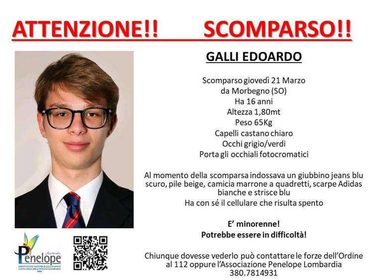 L'annuncio della scomparsa di Edoardo Galli sui social dell'associazione Penelope Lombardia