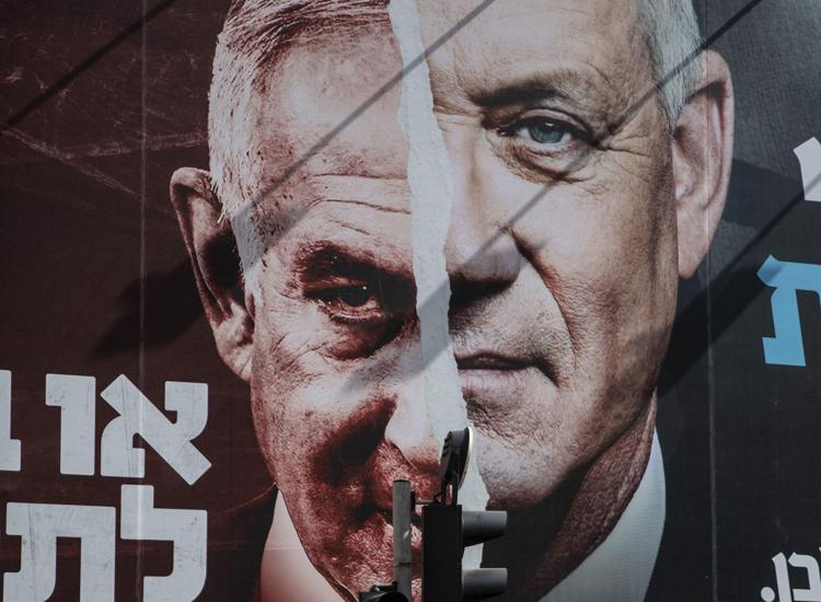 Manifesto elettorale con Netanyahu e Gantz - Fotogramma /Ipa
