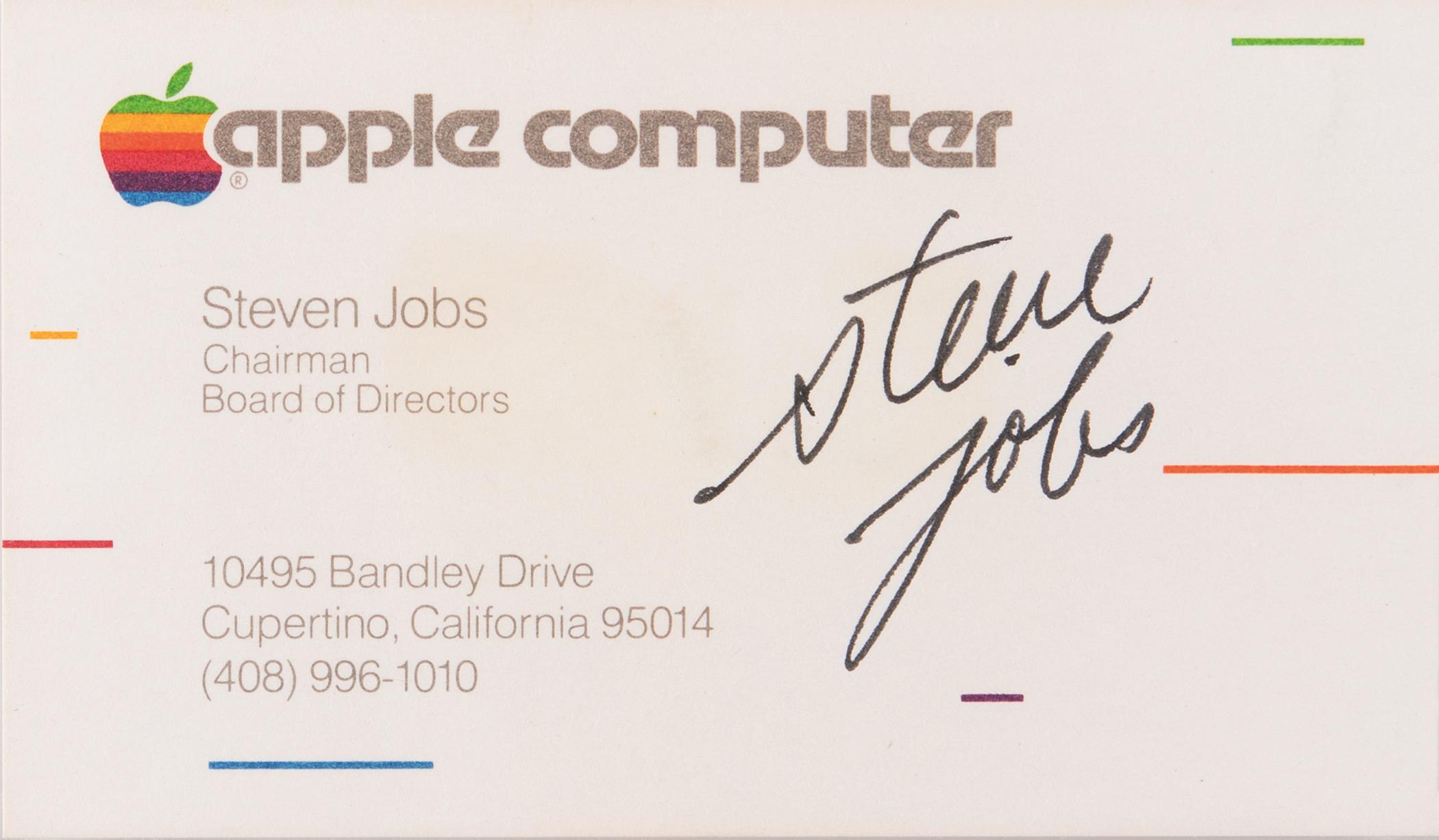Steve Jobs and Apple, the business card is worth a fortune