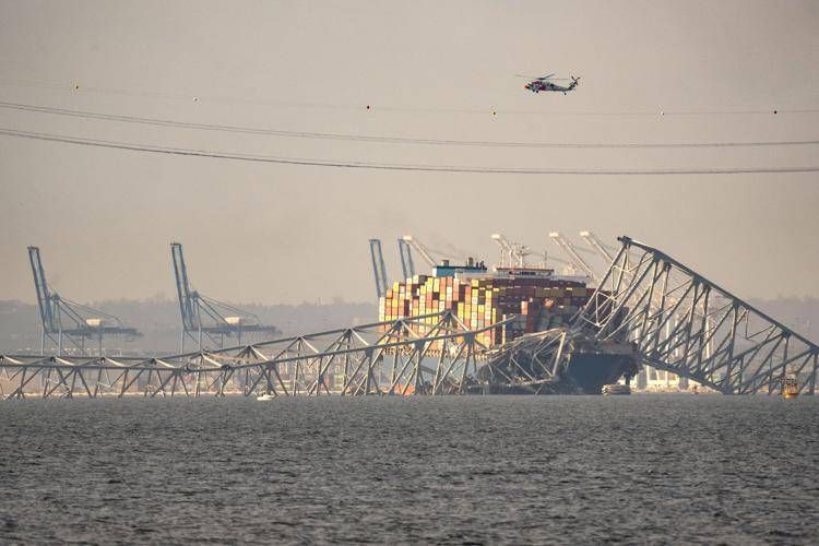 Il Francis Scott Key Bridge di Baltimora crollato - (Afp)