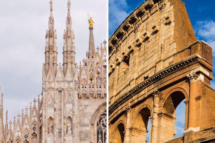 Collage del Duomo di Milano e del Colosseo di Roma  - - Canva