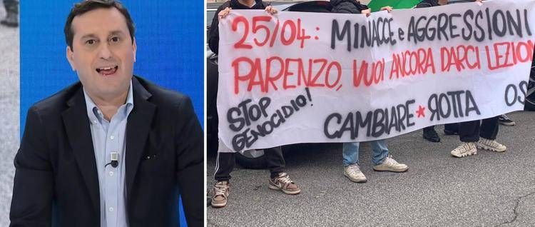 Parenzo e lo striscione degli studenti