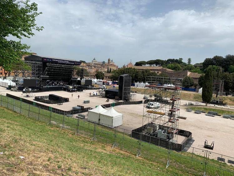 Preparativi Concerto del primo maggio al Circo Massimo - (Adnkronos)