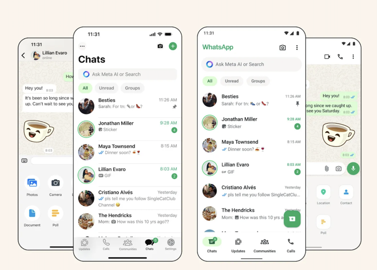 WhatsApp cambia design su iOS e Android: le novità