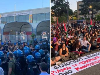 Cortei pro Palestina, tensione ai cancelli del Salone del libro. A Roma manifestanti davanti a La Sapienza...