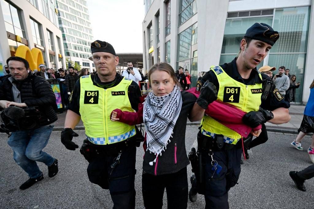 Eurovision 2024, Greta Thunberg protesterar mot Israel: arrestering