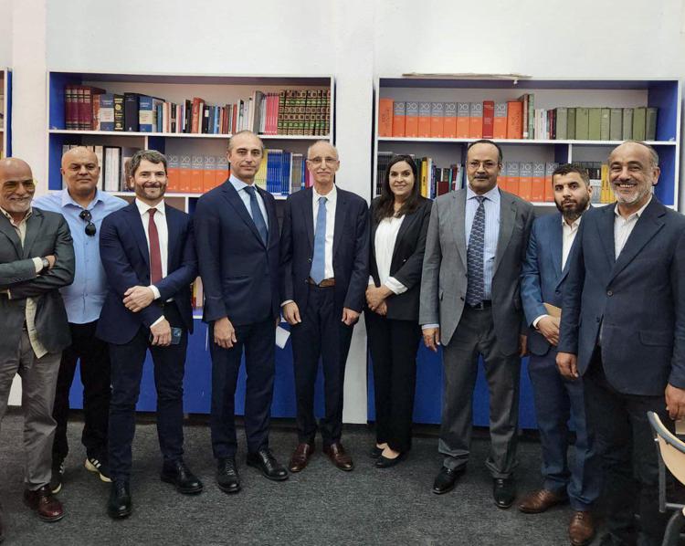 Italy's ambassador to Libya Gianluca Alberini (fourth from left)