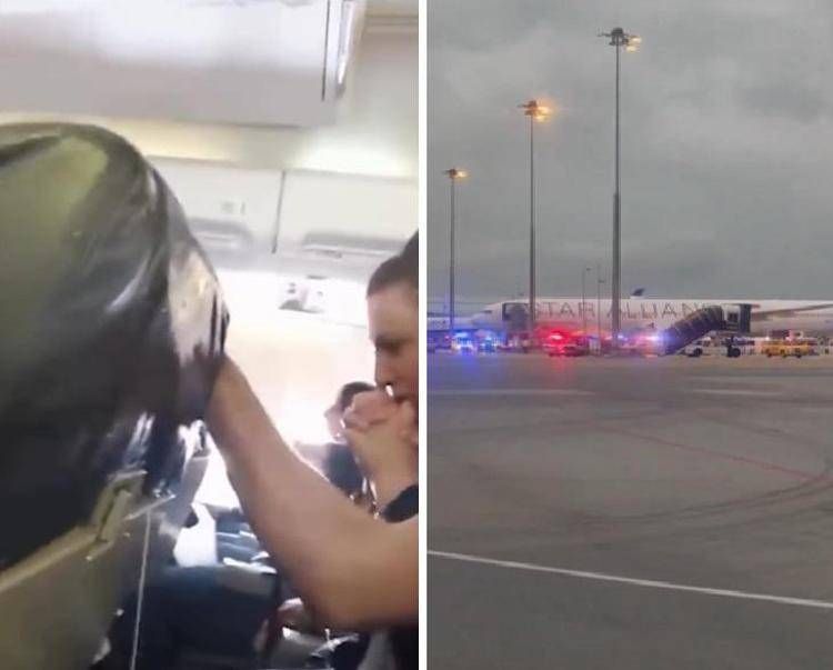 Un momento del volo, l'aereo a terra