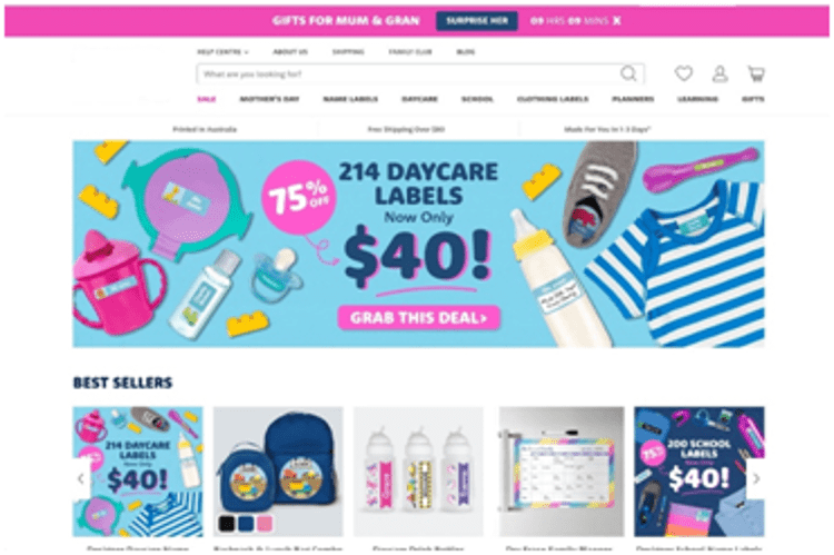 Esempio di pagina infetta con i prodotti per bambini