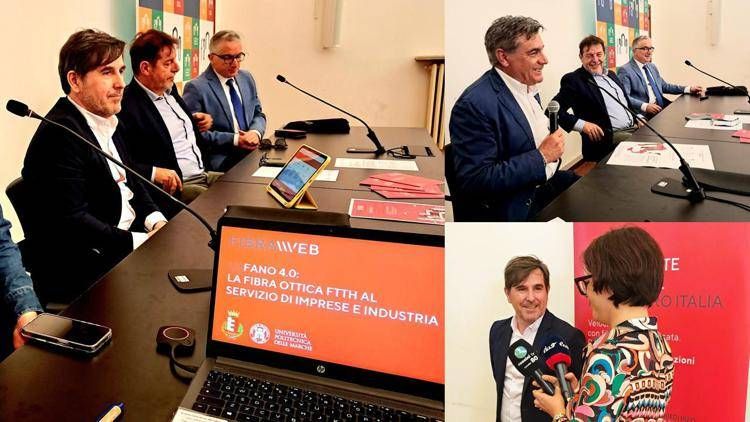Nella foto:Flavio Ubaldi (direttore commerciale Fibraweb), Fabio Fraternale (Wider Yachts) , Ennio Gambi (Università Politecnica delle Marche), Massimo Seri (Sindaco di Fano)