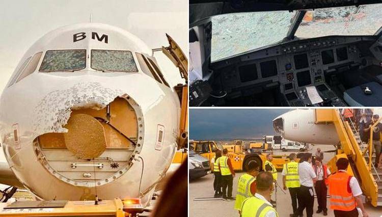 Paura su volo Palma-Vienna, grandinata disintegra il muso dell'aereo - Video Paura su volo Palma-Vienna, grandinata disintegra il muso dell'aereo - Video