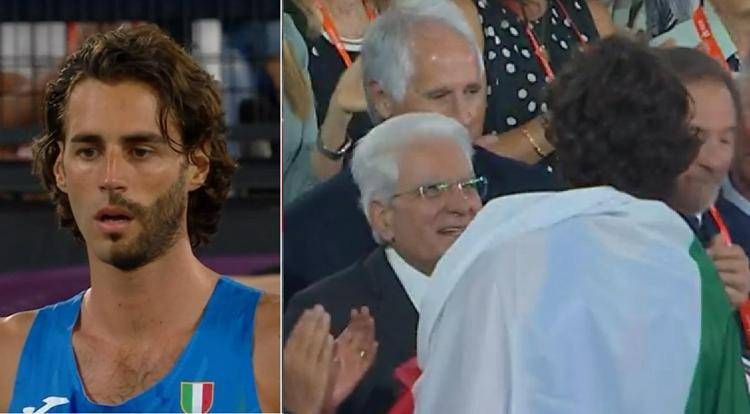 Tamberi e l'abbraccio con Mattarella