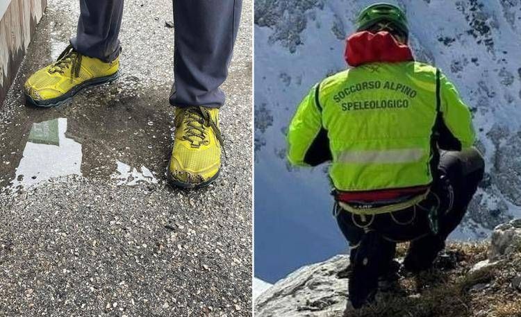 Turista rimasto bloccato in scarpe da ginnastica