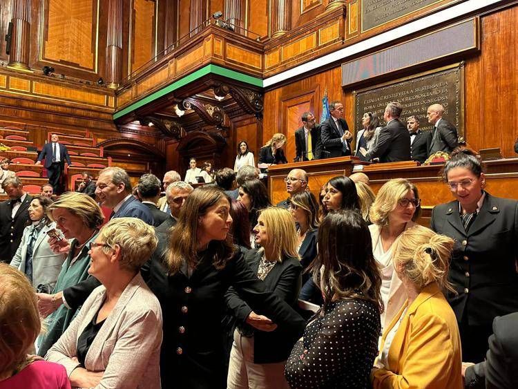 Le senatrici di opposizione nei banchi del governo a Palazzo Madama - Adnkronos