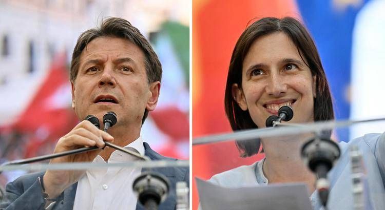 Conte e Schlein a piazza Santi Apostoli - Afp
