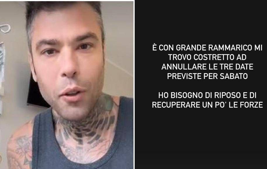 Fedez - stop forzato dopo il ricovero: Ho bisogno di riposo