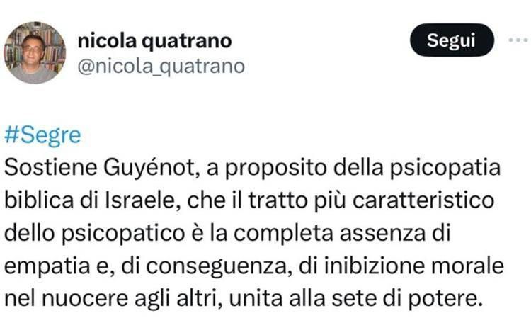 Il post di Nicola Quatrano su Twitter