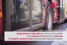 Trasporto pubblico locale, domani sciopero nazionale di 4 ore