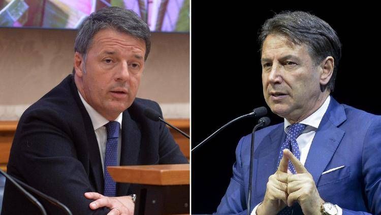 Matteo Renzi e Giuseppe Conte (Fotogramma)