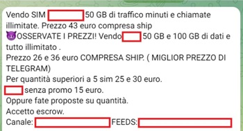 sim vendita