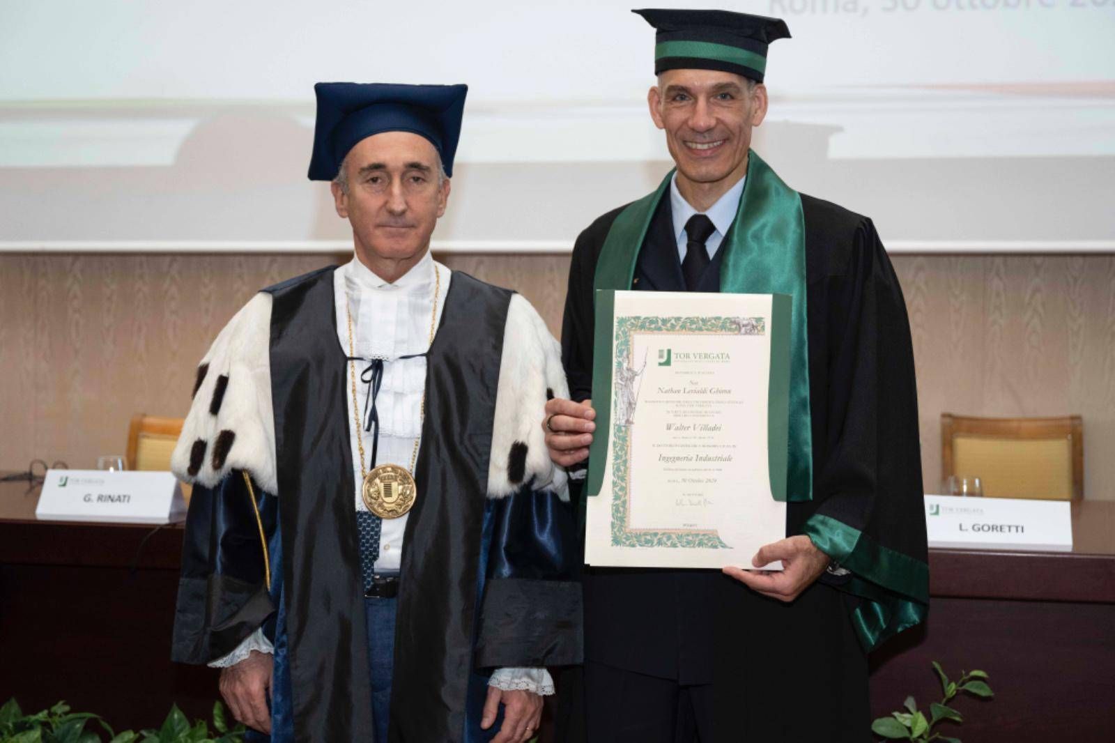 Tor Vergata Üniversitesi, astronot Walter Villadei'ye Endüstri Mühendisliği Fahri Doktorası