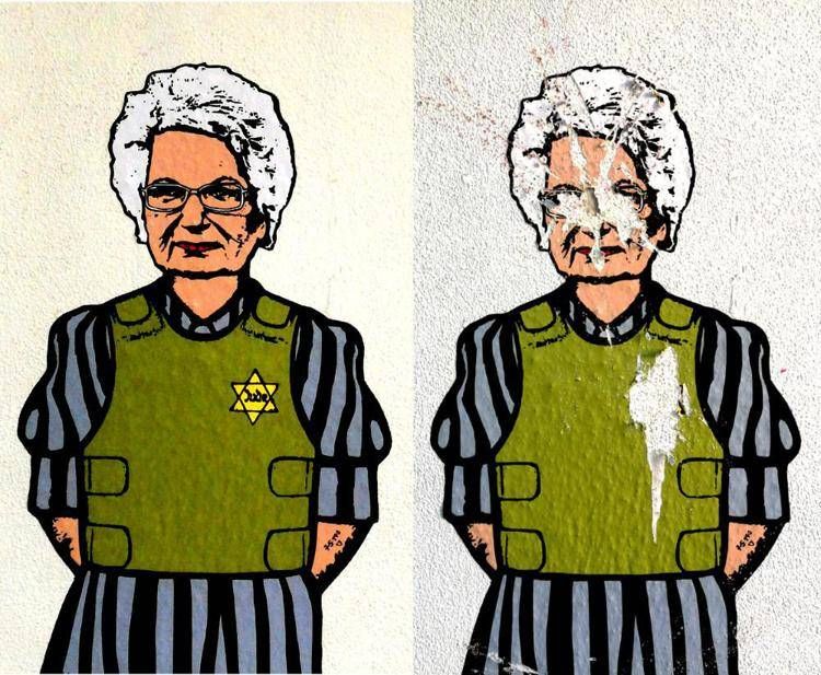 Prima e dopo, il murale 'Anti-Semitism, History Repeating'