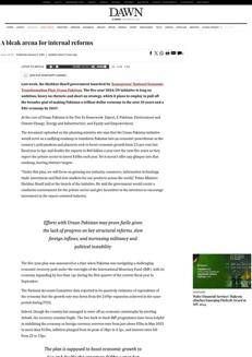 Pakistan: Five-Year Plan Announced in Difficult Economic Environment