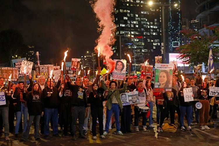 Manifestazione per gli ostaggi in Israele - Afp
