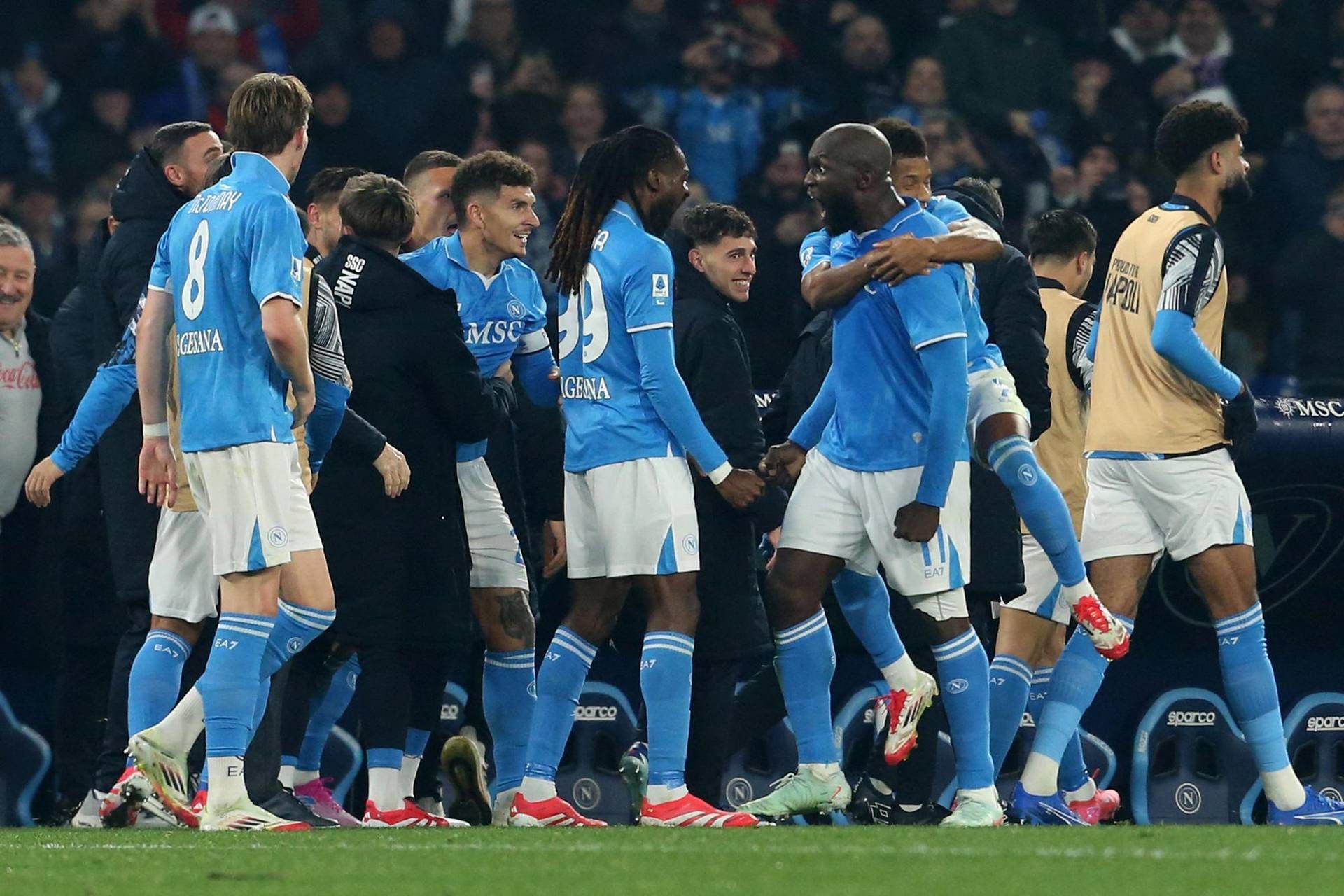 Napoli-Juventus, Lukaku esulta dopo il gol