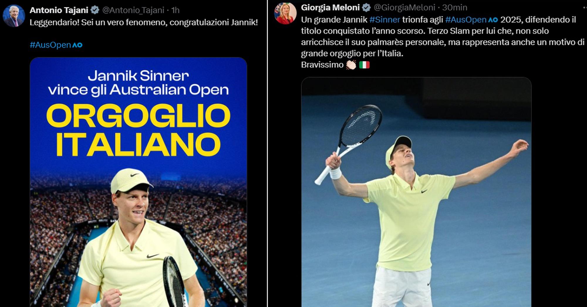 Avustralya Açık'ta Trionfo Sinner, Politika Sevin