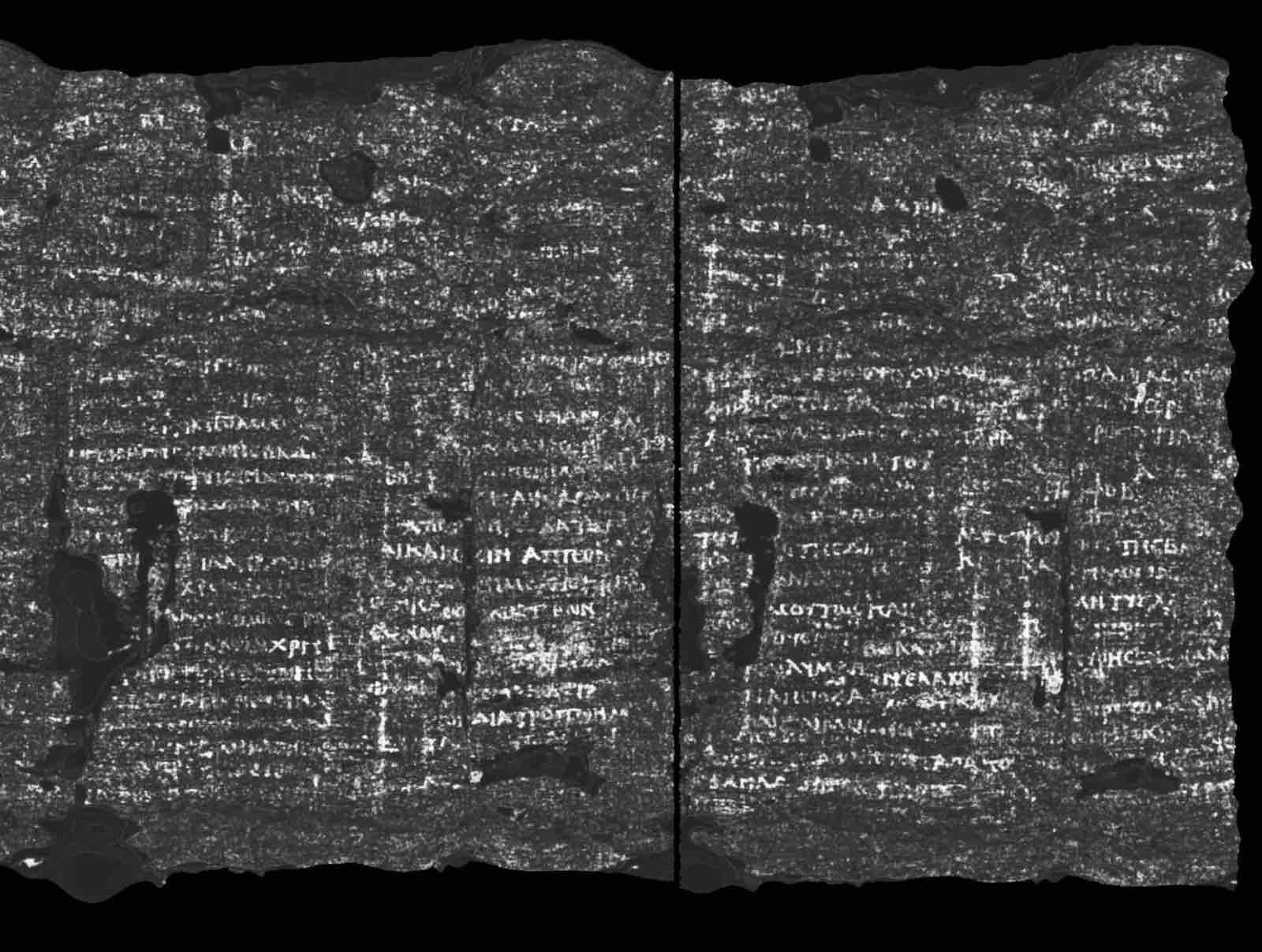 MS 79'dan ilk kez görülen Hercolaneum Roll'un içi