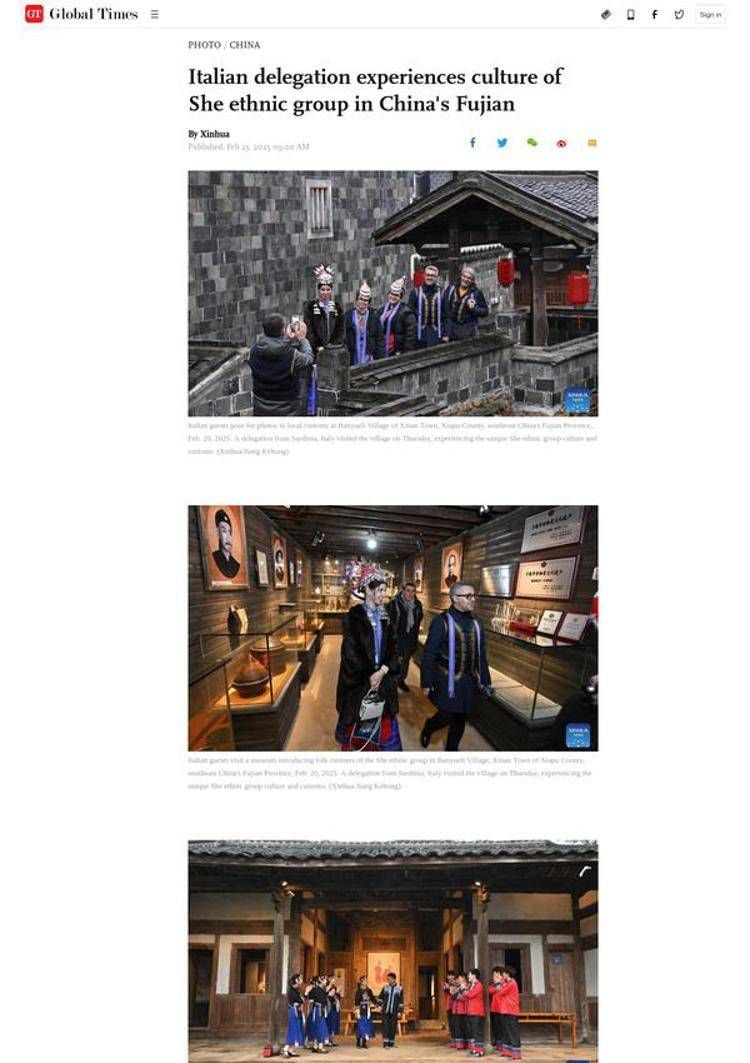 Cina: Delegazione sarda esplora la cultura She in Fujian