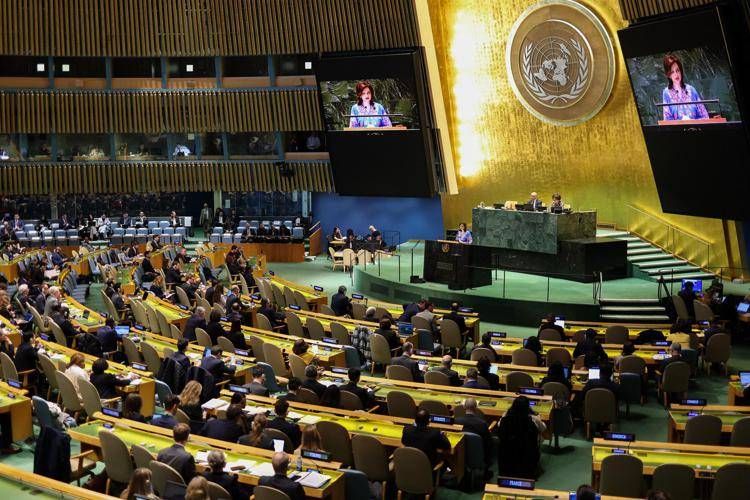 Mariana Betsa, vice ministra degli Esteri ucraina, all'Onu - Afp