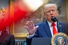 Donald Trump alla conferenza stampa sui dazi - Afp