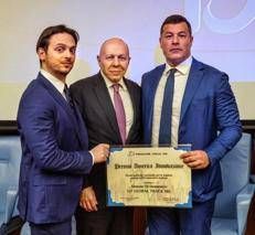 a sinistra Giorgio Prencipe cto di GT Global Track, al centro Corrado Maria Daclon segretario generale Fondazione Italia USA, a destra Simone Di Domenico ceo GT Global Track. 