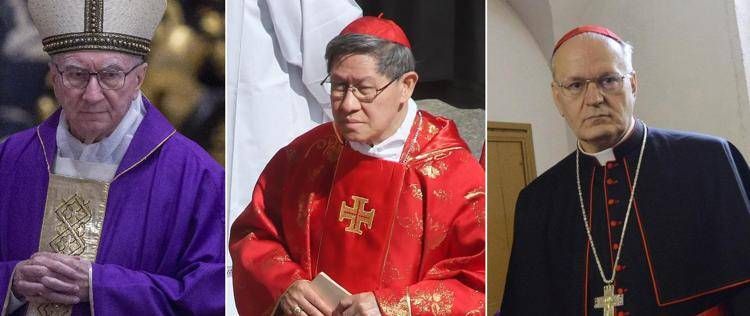 Pietro Parolin, Luis Antonio Tagle e Peter Erdo (Fotogramma/Ipa) 
