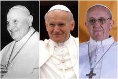 Giovanni XXIII, Giovanni Paolo II e Francesco - Ipa