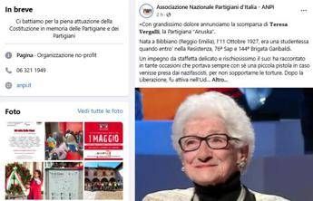 E' morta Teresa Vergalli, addio alla partigiana 'Anusk