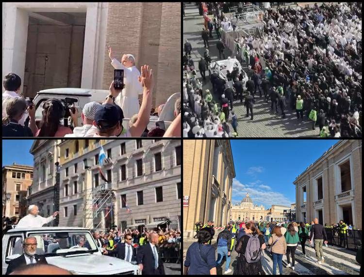 Giro in papamobile del Papa, foto Adnkronos