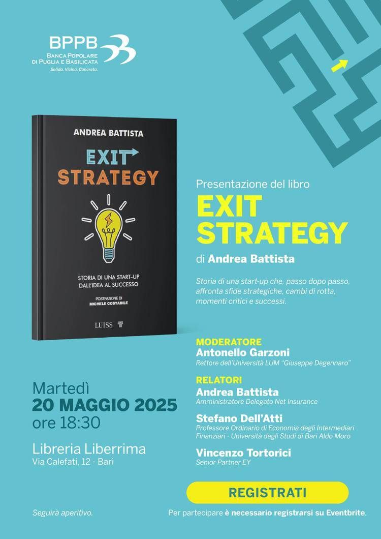 La BPPB ospita la presentazione del libro “Exit Strategy” di Andrea Battista
