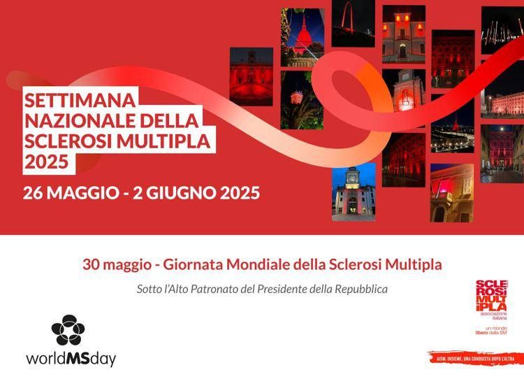 Giornata mondiale sclerosi multipla numero 25, l'Italia si tinge di rosso