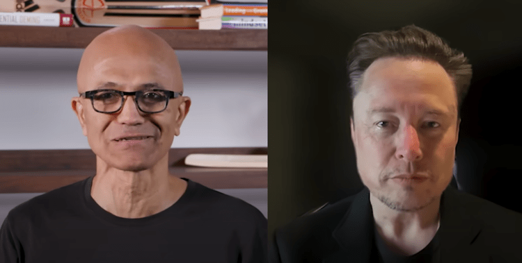 Satya Nadella e Elon Musk - Youtube/Microsoft