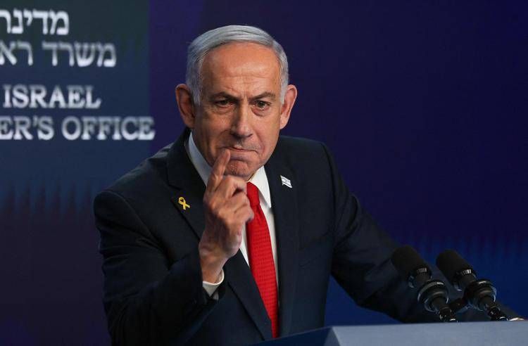 Benjamin Netanyahu in conferenza stampa - Afp