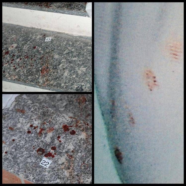 Le tracce sul muro e sui gradini della scalinata che porta alla cantina