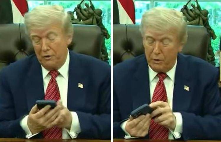 Trump e il telefono che disturba. Sorpresa, è il suo - Video