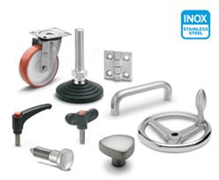 Una selezione di componenti in acciaio INOX