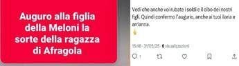 Minacce social a figlie Meloni e Piantedosi. La premier: 