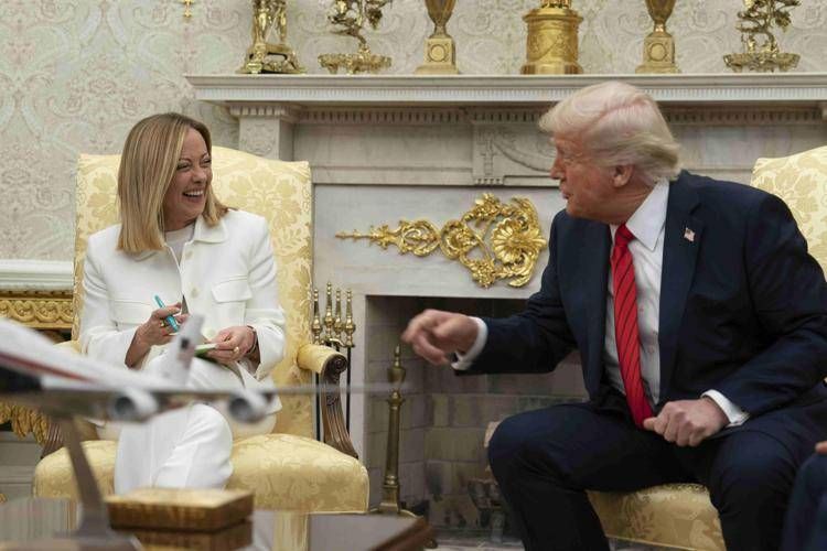 Giorgia Meloni e Donald Trump alla Casa Bianca - IPA